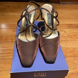 Bronze satin Stuart Weitzman heel